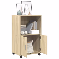 vidaXL RollingÃÂ Cabinet Office Storage Cabinet Engineered Wood - sonoma oak