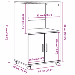 vidaXL RollingÃÂ Cabinet Office Storage Cabinet Engineered Wood - sonoma oak - Additional view 9