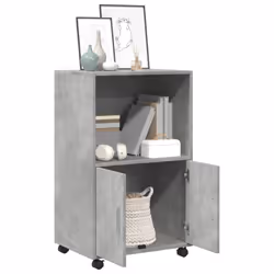 vidaXL RollingÃÂ Cabinet Office Storage Cabinet Engineered Wood - concrete grey