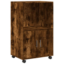 vidaXL RollingÃÂ Cabinet Office Storage Cabinet Engineered Wood - smoked oak