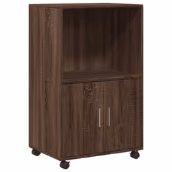 vidaXL RollingÃÂ Cabinet Office Storage Cabinet Engineered Wood - brown oak