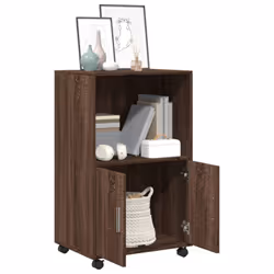 vidaXL RollingÃÂ Cabinet Office Storage Cabinet Engineered Wood - brown oak