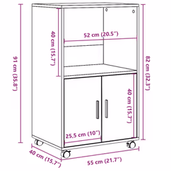 vidaXL RollingÃÂ Cabinet Office Storage Cabinet Engineered Wood - brown oak