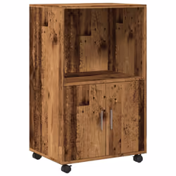 vidaXL RollingÃÂ Cabinet Office Storage Cabinet Engineered Wood - old wood