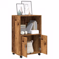 vidaXL RollingÃÂ Cabinet Office Storage Cabinet Engineered Wood - old wood