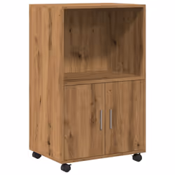 vidaXL RollingÃÂ Cabinet Office Storage Cabinet Engineered Wood - oak