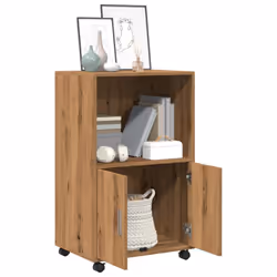 vidaXL RollingÃÂ Cabinet Office Storage Cabinet Engineered Wood - oak