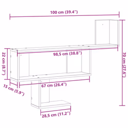 vidaXL Wall Shelf Floating Shelf Storage Shelf Engineered Wood - grey sonoma - Additional view 9
