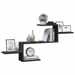 vidaXL Wall Shelf Floating Shelf Storage Shelf Engineered Wood - black