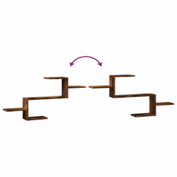 vidaXL Wall Shelf Floating Shelf Storage Shelf Engineered Wood - smoked oak - Additional view 6