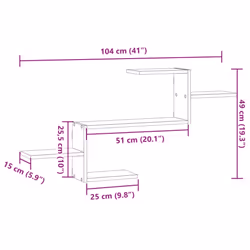 vidaXL Wall Shelf Floating Shelf Storage Shelf Engineered Wood - old wood