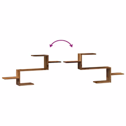 vidaXL Wall Shelf Floating Shelf Storage Shelf Engineered Wood - old wood - Additional view 6