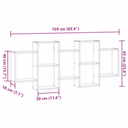 vidaXL Wall Shelf Floating Shelf Wall Storage Shelf Engineered Wood - concrete grey, 159 x 18 x 65 cm - Additional view 9