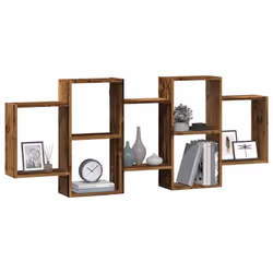 vidaXL Wall Shelf Floating Shelf Wall Storage Shelf Engineered Wood - old wood, 159 x 18 x 65 cm