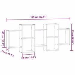 vidaXL Wall Shelf Floating Shelf Wall Storage Shelf Engineered Wood - old wood, 159 x 18 x 65 cm - Additional view 9