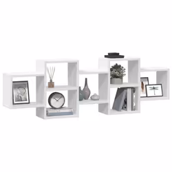 vidaXL Wall Shelf Floating Shelf Wall Storage Shelf Engineered Wood - white, 129 x 18 x 42 cm