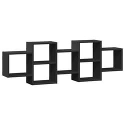 vidaXL Wall Shelf Floating Shelf Wall Storage Shelf Engineered Wood - black, 129 x 18 x 42 cm