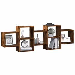 vidaXL Wall Shelf Floating Shelf Wall Storage Shelf Engineered Wood - smoked oak, 129 x 18 x 42 cm