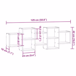 vidaXL Wall Shelf Floating Shelf Wall Storage Shelf Engineered Wood - smoked oak, 129 x 18 x 42 cm