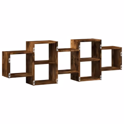 vidaXL Wall Shelf Floating Shelf Wall Storage Shelf Engineered Wood - smoked oak, 129 x 18 x 42 cm - Additional view 5