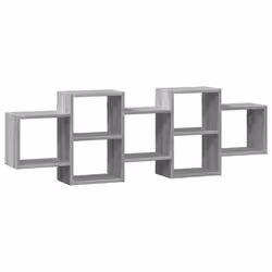 vidaXL Wall Shelf Floating Shelf Wall Storage Shelf Engineered Wood - grey sonoma, 129 x 18 x 42 cm