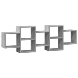 vidaXL Wall Shelf Floating Shelf Wall Storage Shelf Engineered Wood - grey sonoma, 129 x 18 x 42 cm
