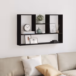 vidaXL Wall Shelf Floating Shelf Display Storage Shelf Engineered Wood - black