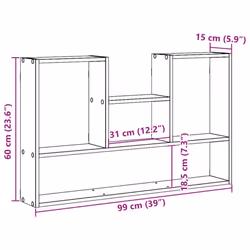 vidaXL Wall Shelf Floating Shelf Display Storage Shelf Engineered Wood - brown oak - Additional view 9