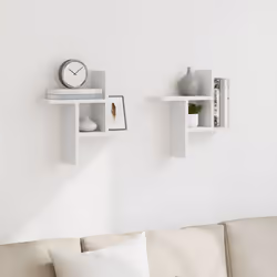 vidaXL Wall Shelves Wall Storage Shelf Floating Shelf 2 pcs Engineered Wood - white, 38 x 12 x 38 cm