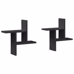vidaXL Wall Shelves Wall Storage Shelf Floating Shelf 2 pcs Engineered Wood - black, 38 x 12 x 38 cm