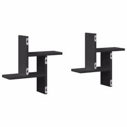 vidaXL Wall Shelves Wall Storage Shelf Floating Shelf 2 pcs Engineered Wood - black, 38 x 12 x 38 cm - Additional view 5