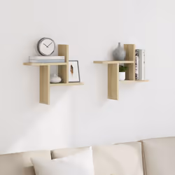 vidaXL Wall Shelves Wall Storage Shelf Floating Shelf 2 pcs Engineered Wood - sonoma oak, 38 x 12 x 38 cm - Additional view 2