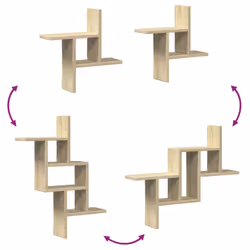 vidaXL Wall Shelves Wall Storage Shelf Floating Shelf 2 pcs Engineered Wood - sonoma oak, 38 x 12 x 38 cm - Additional view 6