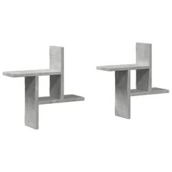vidaXL Wall Shelves Wall Storage Shelf Floating Shelf 2 pcs Engineered Wood - concrete grey, 38 x 12 x 38 cm