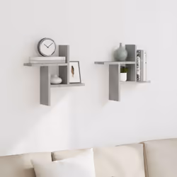 vidaXL Wall Shelves Wall Storage Shelf Floating Shelf 2 pcs Engineered Wood - concrete grey, 38 x 12 x 38 cm