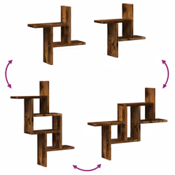 vidaXL Wall Shelves Wall Storage Shelf Floating Shelf 2 pcs Engineered Wood - smoked oak, 38 x 12 x 38 cm - Additional view 6