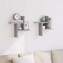 vidaXL Wall Shelves Wall Storage Shelf Floating Shelf 2 pcs Engineered Wood - grey sonoma, 38 x 12 x 38 cm