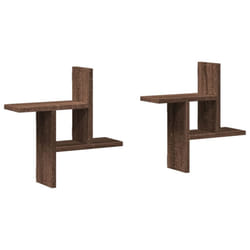 vidaXL Wall Shelves Wall Storage Shelf Floating Shelf 2 pcs Engineered Wood - brown oak, 38 x 12 x 38 cm