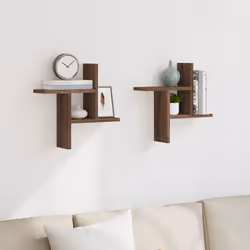 vidaXL Wall Shelves Wall Storage Shelf Floating Shelf 2 pcs Engineered Wood - brown oak, 38 x 12 x 38 cm