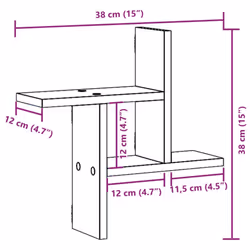 vidaXL Wall Shelves Wall Storage Shelf Floating Shelf 2 pcs Engineered Wood - old wood, 38 x 12 x 38 cm - Additional view 10