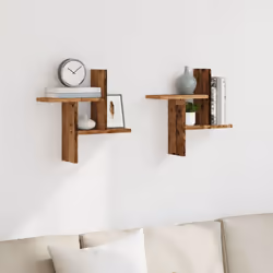 vidaXL Wall Shelves Wall Storage Shelf Floating Shelf 2 pcs Engineered Wood - old wood, 38 x 12 x 38 cm