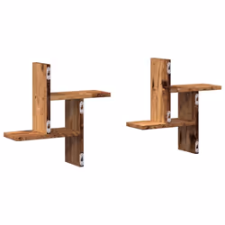vidaXL Wall Shelves Wall Storage Shelf Floating Shelf 2 pcs Engineered Wood - old wood, 38 x 12 x 38 cm - Additional view 5