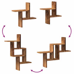 vidaXL Wall Shelves Wall Storage Shelf Floating Shelf 2 pcs Engineered Wood - old wood, 38 x 12 x 38 cm - Additional view 6