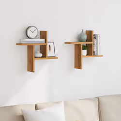 vidaXL Wall Shelves Wall Storage Shelf Floating Shelf 2 pcs Engineered Wood - oak, 38 x 12 x 38 cm