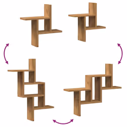 vidaXL Wall Shelves Wall Storage Shelf Floating Shelf 2 pcs Engineered Wood - oak, 38 x 12 x 38 cm - Additional view 6