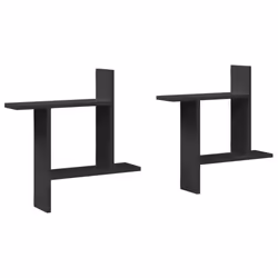 vidaXL Wall Shelves Wall Storage Shelf Floating Shelf 2 pcs Engineered Wood - black, 50 x 12 x 50 cm