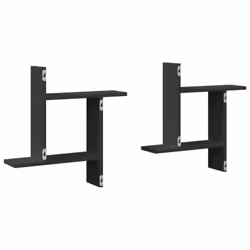 vidaXL Wall Shelves Wall Storage Shelf Floating Shelf 2 pcs Engineered Wood - black, 50 x 12 x 50 cm - Additional view 5