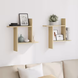 vidaXL Wall Shelves Wall Storage Shelf Floating Shelf 2 pcs Engineered Wood - sonoma oak, 50 x 12 x 50 cm