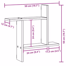 vidaXL Wall Shelves Wall Storage Shelf Floating Shelf 2 pcs Engineered Wood - smoked oak, 50 x 12 x 50 cm - Additional view 10