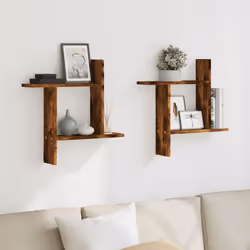 vidaXL Wall Shelves Wall Storage Shelf Floating Shelf 2 pcs Engineered Wood - smoked oak, 50 x 12 x 50 cm